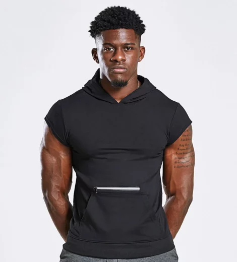 Workout cap sleeve gym hoodie