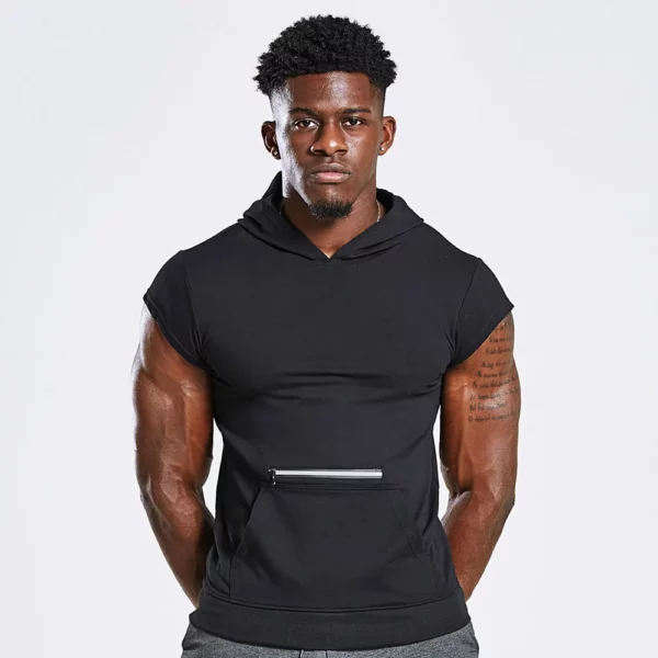 Workout cap sleeve gym hoodie
