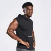 Workout cap sleeve gym hoodie - Image 3