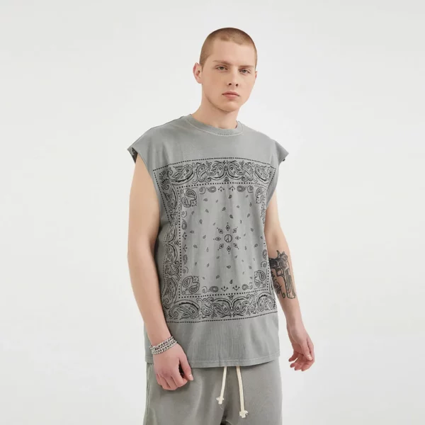 Custom aisley printing mens tank top