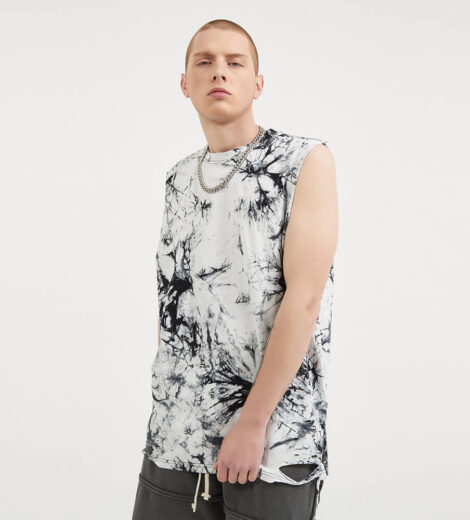 Tie dye distressed tank top for man