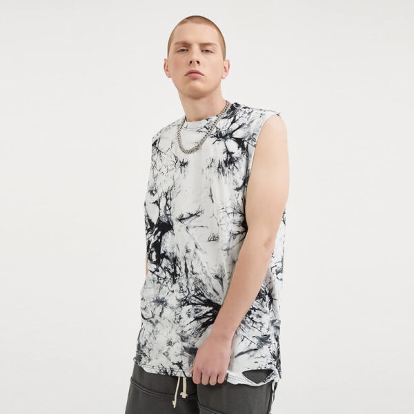 Tie dye distressed tank top for man